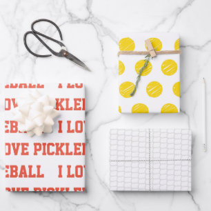 Hoja De Papel De Regalo ME ENCANTA PICKLEBALL Textos Juego de deportes Bal