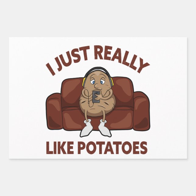Hoja De Papel De Regalo Me Gusta Realmente Las Patatas - Patata Cuta (Anverso)