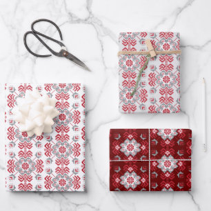 Hoja De Papel De Regalo Medallón de arte folclórico de Auseklis de Leton