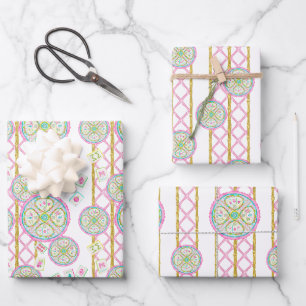 Hoja De Papel De Regalo Medallón de Mahjong Brillante Acuarela
