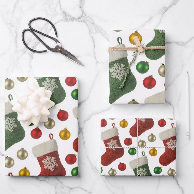 Hoja De Papel De Regalo Medias de Santa (Anverso)
