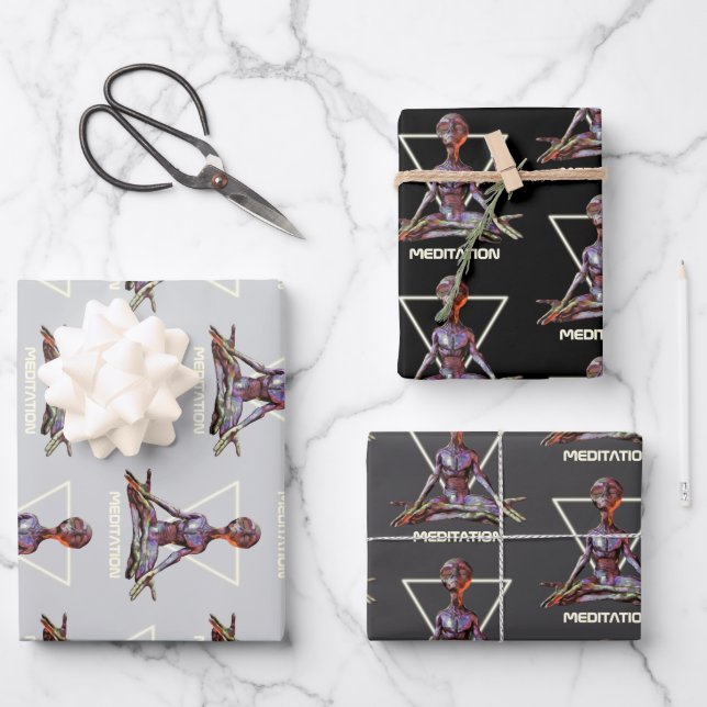 Hoja De Papel De Regalo Meditación. Extranjero en posición tranquila (Anverso)