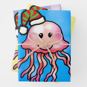 Hoja De Papel De Regalo Medusa de Dibujos Animados Festiva y Adorable