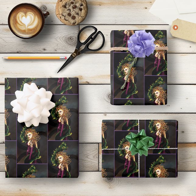 Hoja De Papel De Regalo Medusa: La mitología griega serpentea gorgón (Subido por el creador)