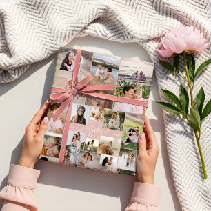 Hoja De Papel De Regalo Mejor Collage de fotos de Día de la Madre de escri