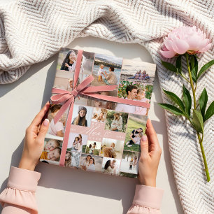 Hoja De Papel De Regalo Mejor Collage de fotos de Día de la Madre de guión