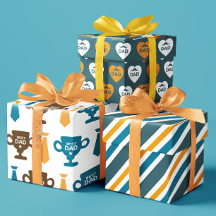 Hoja De Papel De Regalo Mejor juego de trofeos de corazón amarillo y azul