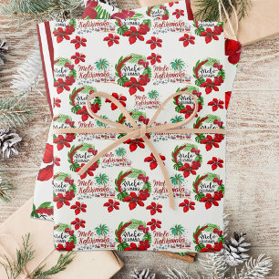 Hoja De Papel De Regalo Mele Kalikimaka Wreath Wrapath Paper