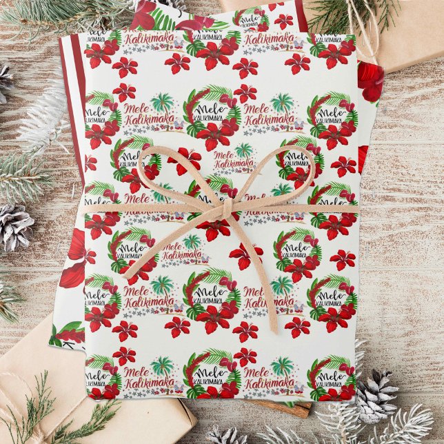 Hoja De Papel De Regalo Mele Kalikimaka Wreath Wrapath Paper (Subido por el creador)
