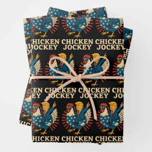 Hoja De Papel De Regalo Meme divertido de Jockey sobre pollo Trump