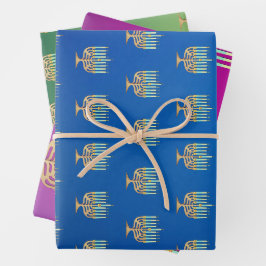 Hoja De Papel De Regalo Menorah en gradiente