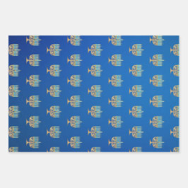 Hoja De Papel De Regalo Menorah en gradiente