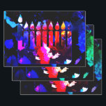 Hoja De Papel De Regalo Menorah milagrosa<br><div class="desc">Luces misteriosas y un color milagroso en los más profundos tonos de la noche - ¡este es el momento de Hanukkah! ¡Tus regalos iluminarán algunas grandes sonrisas con este precioso papel de envoltura!</div>