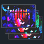 Hoja De Papel De Regalo Menorah milagrosa<br><div class="desc">Luces misteriosas y un color milagroso en los más profundos tonos de la noche - ¡este es el momento de Hanukkah! ¡Tus regalos iluminarán algunas grandes sonrisas con este precioso papel de envoltura!</div>