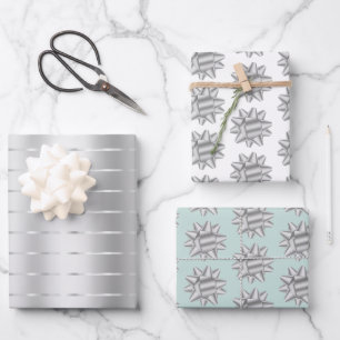 Hoja De Papel De Regalo Menta Cinta de plata con lazo para Despedida de so