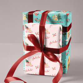 Hoja De Papel De Regalo Meowy Cat Navidades Sleigh Winter Village