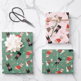 Hoja De Papel De Regalo Meowy Navidades Cats