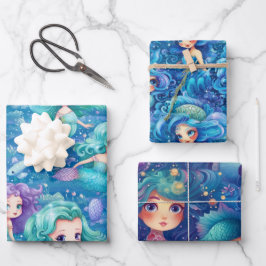 Hoja De Papel De Regalo Mermaidas azules