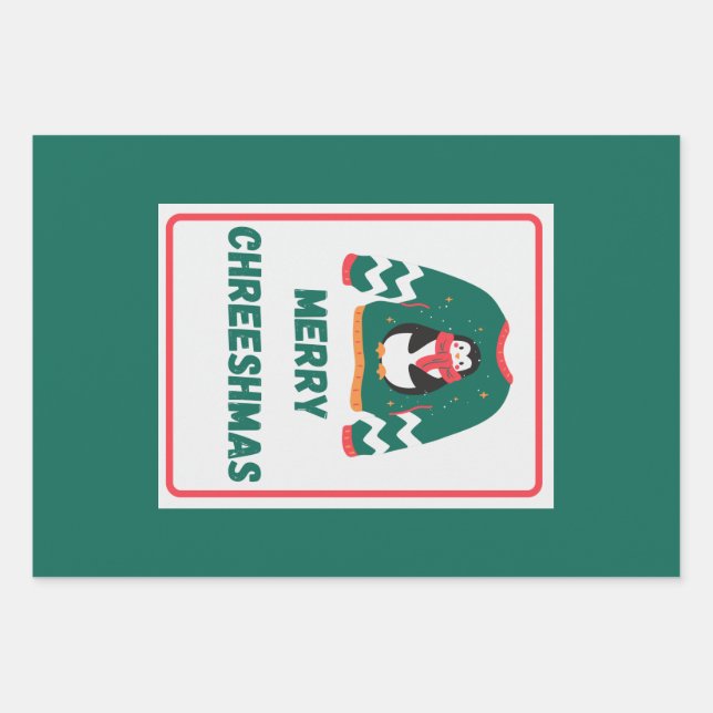 Hoja De Papel De Regalo Merry Chreeshmas Penguin Sweater (Anverso)