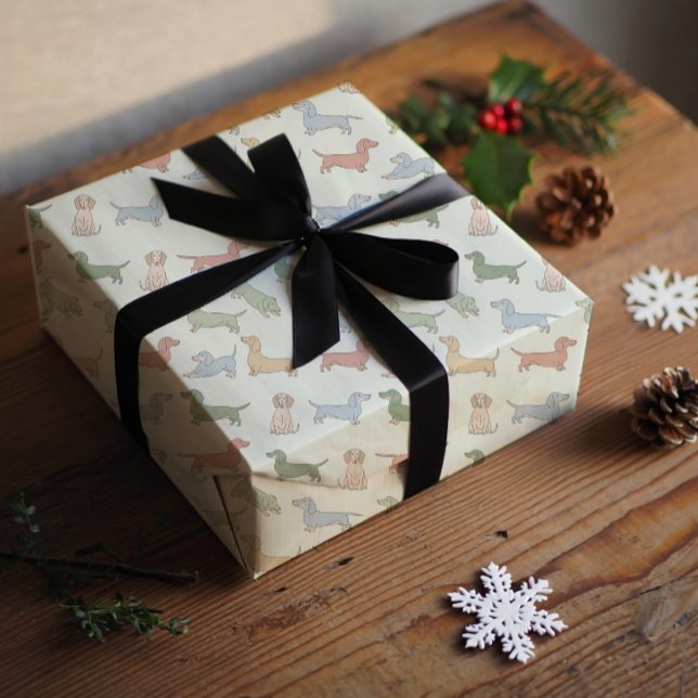 Hoja De Papel De Regalo Merry Christmas dachshund puppies  (Subido por el creador)