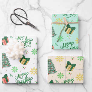 Hoja De Papel De Regalo Merry Christmas Gift–Festive Tree & Present 