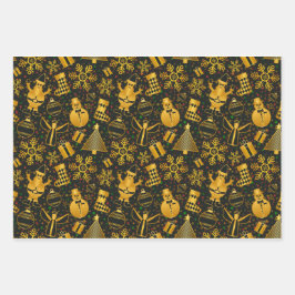 Hoja De Papel De Regalo Merry Christmas moties gold