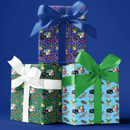 Hoja De Papel De Regalo Merry Christmas Police Officer Santa Cop Car