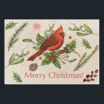 Hoja De Papel De Regalo Merry Christmas Red Cardinal<br><div class="desc">Cardenal rojo navidades</div>