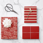Hoja De Papel De Regalo Merry Christmas Typography Red Cream Pattern<br><div class="desc">Tipografía navideña Feliz Patrón de Crema Rojo envolver hojas de papel de Ricaso</div>