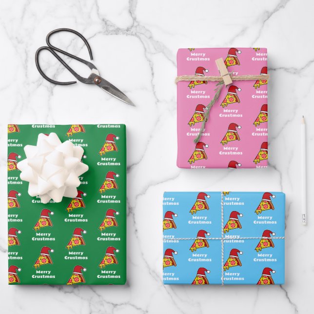Hoja De Papel De Regalo Merry Crustmas FUNNY PIZZA SLICE SA WRAPPER PAPER (Anverso)