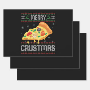 Hoja De Papel De Regalo Merry Crustmas Navidades divertidos Pizza Sudadera