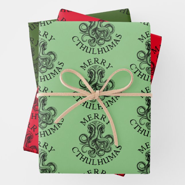 Hoja De Papel De Regalo Merry Cthulhumas Lovecraft Cthulhu (In situ)