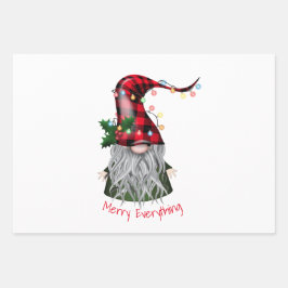 Hoja De Papel De Regalo Merry Everything Holiday Gnome