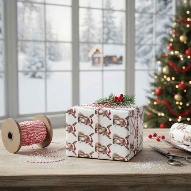 Hoja De Papel De Regalo Merry Little Navidad Donkey (Subido por el creador)