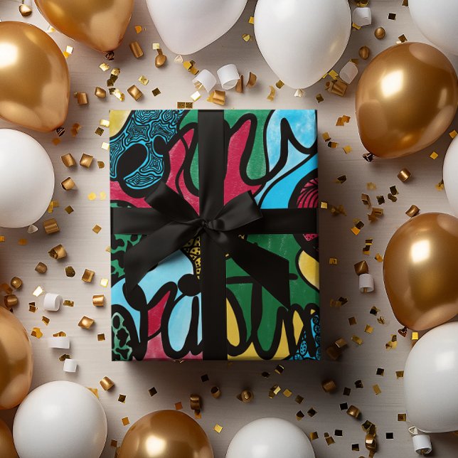HOJA DE PAPEL DE REGALO MERRY NAVIDAD NEUROGRÁFICA Y NEGRO (Subido por el creador)