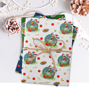 Hoja De Papel De Regalo Merry Vegan Navidades, Funny Turkey