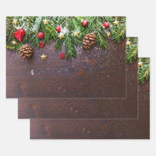 Hoja De Papel De Regalo Mesa de Navidades rusos con pino y nieve