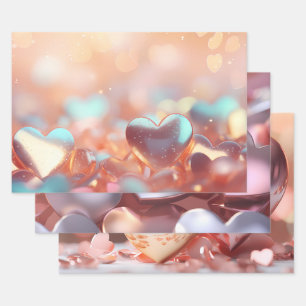 Hoja De Papel De Regalo "Metálico" Aspecto Oro, Plata y Oro Rosa