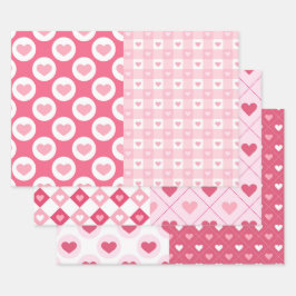 Hoja De Papel De Regalo Mezcla de corazón rosado medio Shabby Chic