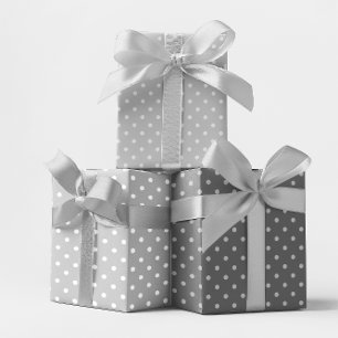 Hoja De Papel De Regalo Mezcla de lunares blancos y grises claros