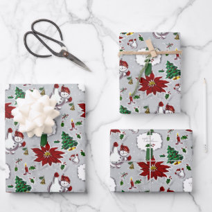 Hoja De Papel De Regalo Mezcla de Navidades modernos de mediados de siglo