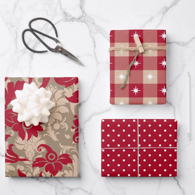 Hoja De Papel De Regalo Mezcla de Navidades rojos divertidos (Anverso)