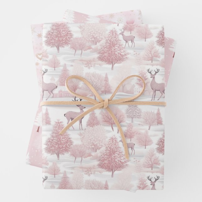 Hoja De Papel De Regalo Mezcla de Navidades rosados bonitos (In situ)