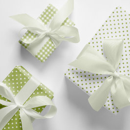 Hoja De Papel De Regalo Mezcla de patrones de Gingham de puntos de polka v
