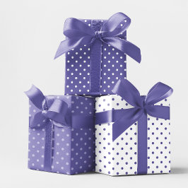 Hoja De Papel De Regalo Mezcla de puntos de Polka blanca y periwinkle