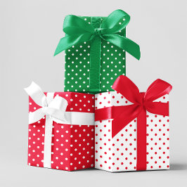 Hoja De Papel De Regalo Mezcla de puntos de polka verde rojo y blanco