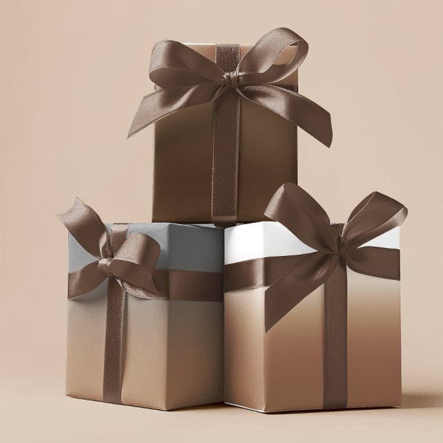 Hoja De Papel De Regalo Mezcla ombré de marrón claro, gris y marrón claro (White Brown Grey and Light Brown Ombre Mix Wrapping Paper Sheets)