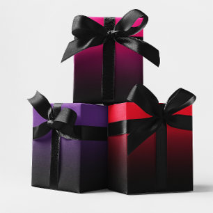 Hoja De Papel De Regalo Mezcla rosa cálida de color rojo real morado y neg