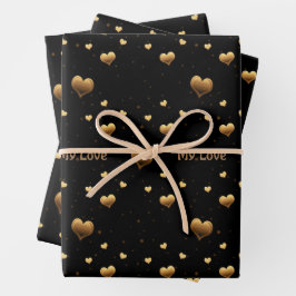 Hoja De Papel De Regalo Mi amor elegante corazón de oro en negro