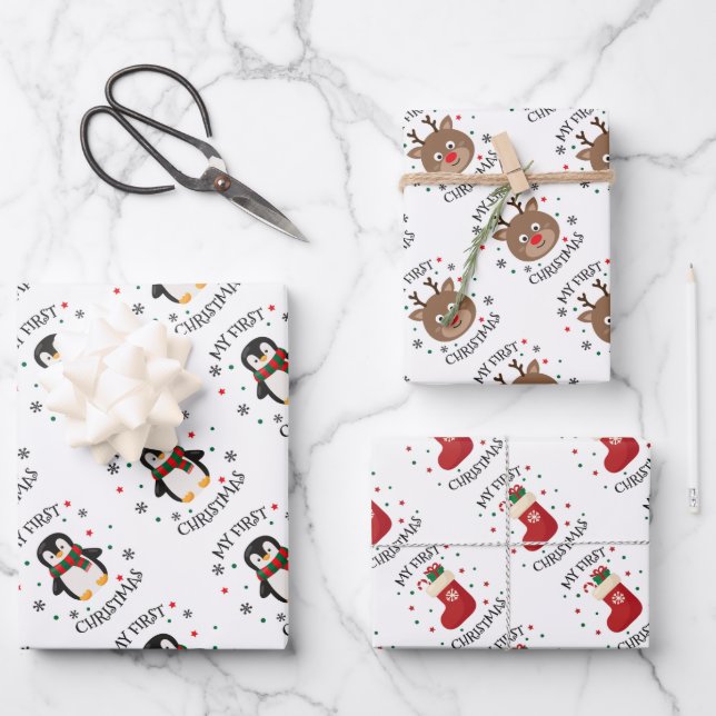Hoja De Papel De Regalo Mi primera Navidad (Anverso)